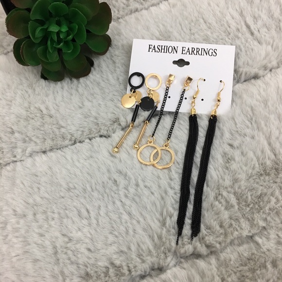 Korean style earrings set tassel long dangle drop - Picture 3 of 8